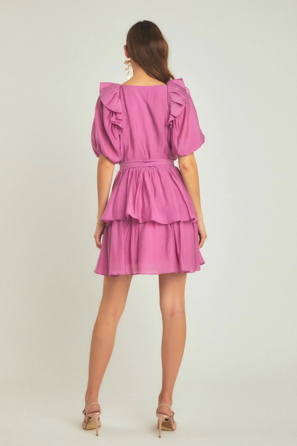Puff Sleeve Layered Mini Dress